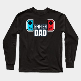 Gamer Dad - 8-bit Retro Pixel Classic Nostalgia Video Games Long Sleeve T-Shirt